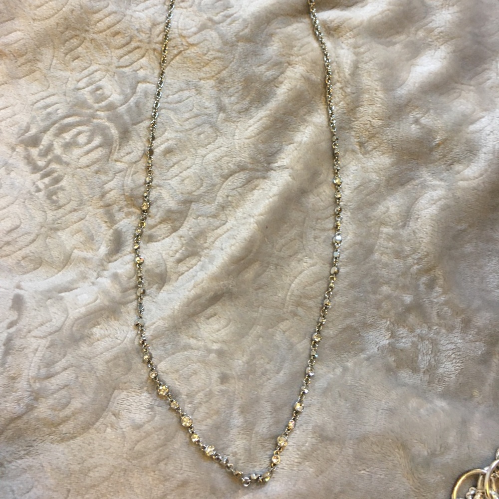 Long silver and crystal necklace